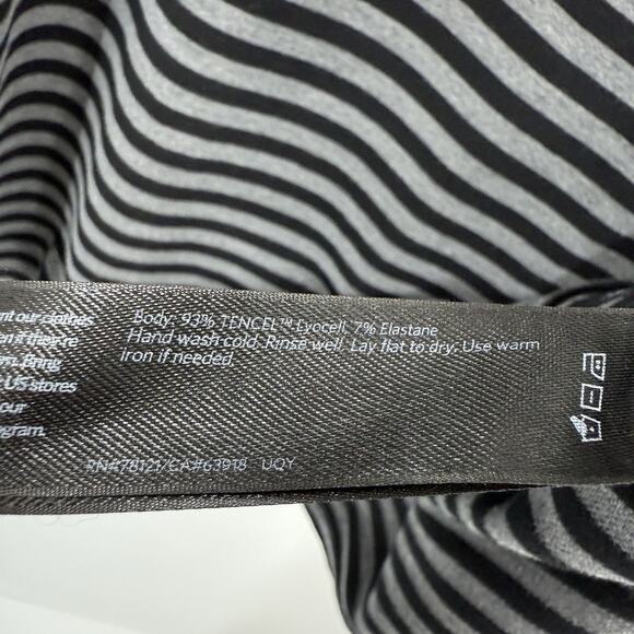 Eileen Fisher Large Boxy Striped Tunic Top Dolman Sleeve Black Gray Pullover - Picture 5 of 7